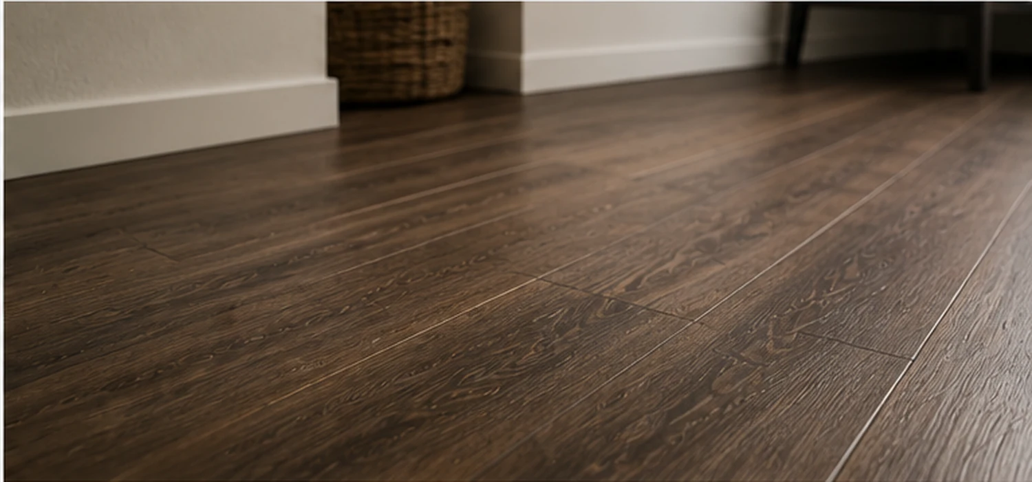 Dunkelbrauner Vinyl-Designboden in Holzoptik