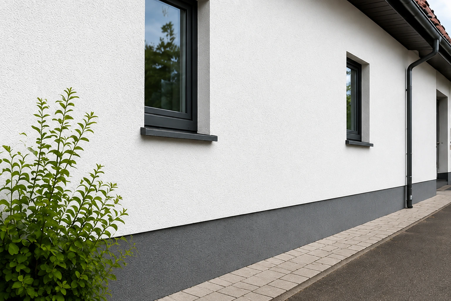 Hell gestrichene Fassade eines Wohnhauses